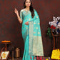 Lorenvalley Fashion Seagreen Soft Katan Silk Woven Design Zari Weaving Pallu Saree - Swadesiicart
