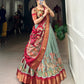 Lorenvalley Seagreen Dola Silk and Jacquard Silk Printed (Kalamkari) With Zari Weaving Border Lehenga Choli | Swadesiicart