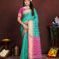 Lorenvalley Fashion Seagreen Patola Silk Woven Design with Zari Meenakari Weaving motifs Pallu Saree - Swadesiicart