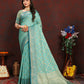 Lorenvalley Fashion Seagreen Soft Katan Silk Woven Design Zari Weaving Pallu Saree - Swadesiicart