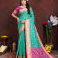 Lorenvalley Fashion Seagreen Patola Silk Woven Design with Zari Meenakari Weaving motifs Pallu Saree - Swadesiicart
