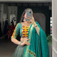 Lorenvalley Fashion Seagreen Tasar Silk Print with Foil Work and Real Mirror Gamthi Work with Lace Touch Up Lehenga Choli with Dupatta | Swadesiicart