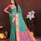 Lorenvalley Fashion Seagreen Patola Silk Woven Design with Zari Meenakari Weaving motifs Pallu Saree - Swadesiicart
