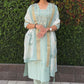 Lorenvalley Fashion Seagreen Roman Silk Hand Work Kurta Pant with Dupatta - Swadesiicart