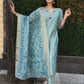 Lorenvalley Fashion Seagreen Roman Silk Hand Work Kurta Pant with Dupatta - Swadesiicart