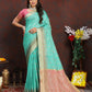 Lorenvalley Fashion Seagreen Soft Katan Silk Woven Design Zari Weaving Pallu Saree - Swadesiicart