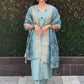 Lorenvalley Fashion Seagreen Roman Silk Hand Work Kurta Pant with Dupatta - Swadesiicart