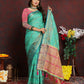 Lorenvalley Fashion Seagreen Soft Katan Silk Woven Design Zari Weaving Pallu Saree - Swadesiicart