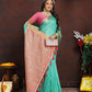 Lorenvalley Fashion Seagreen Soft Katan Silk Woven Design Zari Weaving Pallu Saree - Swadesiicart
