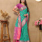 Lorenvalley Fashion Seagreen Patola Silk Woven Design with Zari Meenakari Weaving motifs Pallu Saree - Swadesiicart