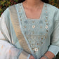 Lorenvalley Fashion Seagreen Roman Silk Hand Work Kurta Pant with Dupatta - Swadesiicart