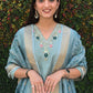 Lorenvalley Fashion Seagreen Roman Silk Hand Work Kurta Pant with Dupatta - Swadesiicart