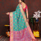 Lorenvalley Fashion Seagreen Patola Silk Woven Design with Zari Meenakari Weaving motifs Pallu Saree - Swadesiicart