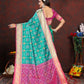Lorenvalley Fashion Seagreen Patola Silk Woven Design with Zari Meenakari Weaving motifs Pallu Saree - Swadesiicart