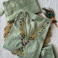 Lorenvalley Fashion Seagreen Roman Silk Hand Work Kurta Pant with Dupatta - Swadesiicart