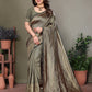 Vedant Vastram Litchi Silk Banarasi Silk Saree - Bottle Green | Swadesiicart