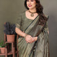 Vedant Vastram Litchi Silk Banarasi Silk Saree - Bottle Green | Swadesiicart
