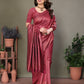 Vedant Vastram Litchi Silk Banarasi Silk Saree - Maroon | Swadesiicart