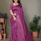 Vedant Vastram Litchi Silk Banarasi Silk Saree - Purple | Swadesiicart