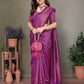 Vedant Vastram Litchi Silk Banarasi Silk Saree - Purple | Swadesiicart