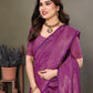 Vedant Vastram Litchi Silk Banarasi Silk Saree - Purple | Swadesiicart