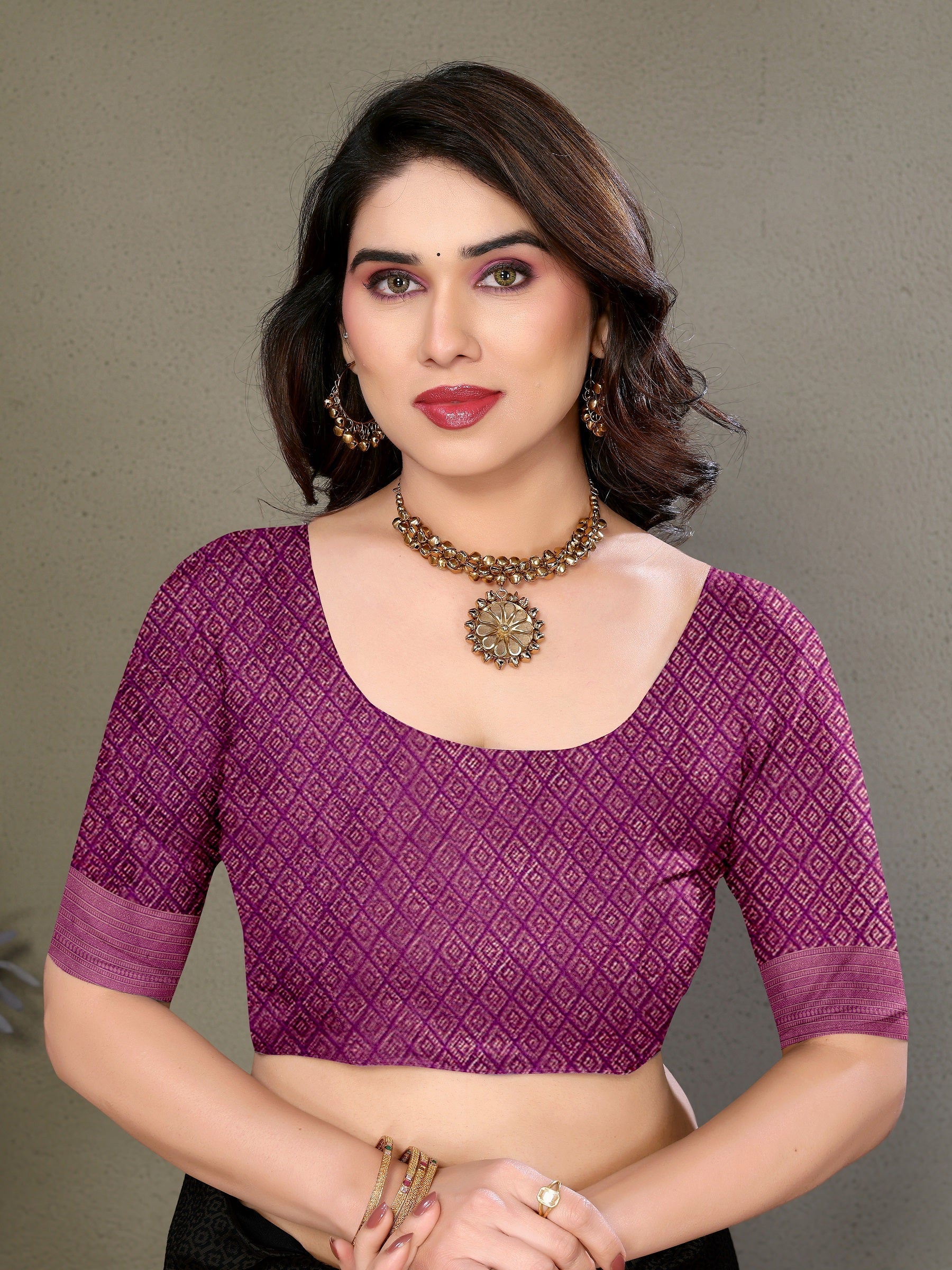 Vedant Vastram Litchi Silk Banarasi Silk Saree - Purple | Swadesiicart