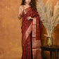Very Much Indian Modal Silk Ajrakh Handblock Printed Natural Dyes With Designer Border Saree - Red | Swadesiicart