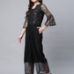 Ahalyaa Womens Crepe & Net Black Printed Jumpsuit - Swadesiicart
