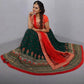Jyoti Fashion Red & Bottle Green Thread & 3mm Sequence Embroidery Georgette Lehenga Choli with Dupatta | Swadesiicart