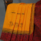 Shades Of Orange And Maroon Red Pure Munga Cotton Block Print Saree By Gayathri Reddy Designer Studio | Swadesiicart