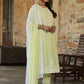 Juniper Women's Lime Green Cambric Floral Print Kurta Straight Pant And Duptta Sets | Swadesiicart