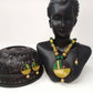 Terracotta Round Pendant Boho Style Medium Necklace Set With Hangings