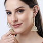 NVR Women Gold-Polished Handcrafted Kundan Jhumka Earrings | Swadesiicart