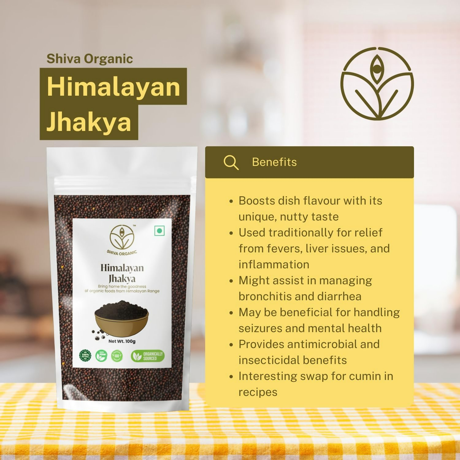 Shiva Organic Himalayan jakhiya seeds pahadi (Wild Mustard) Black Jakhya Seeds | Swadesiicart