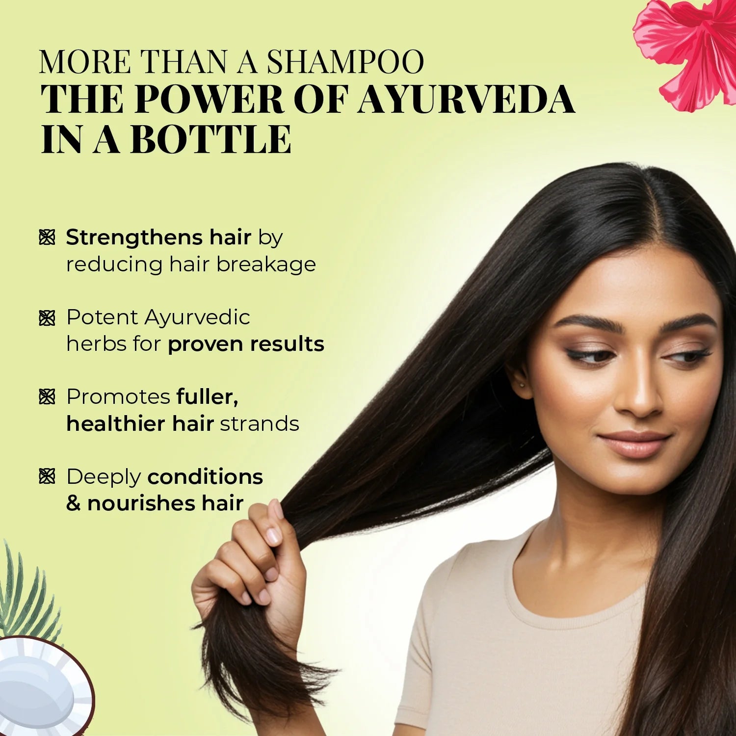 Strong & Nourish Shampoo | Coconut, Hibiscus, Castor & 11 Herbs - 200ml