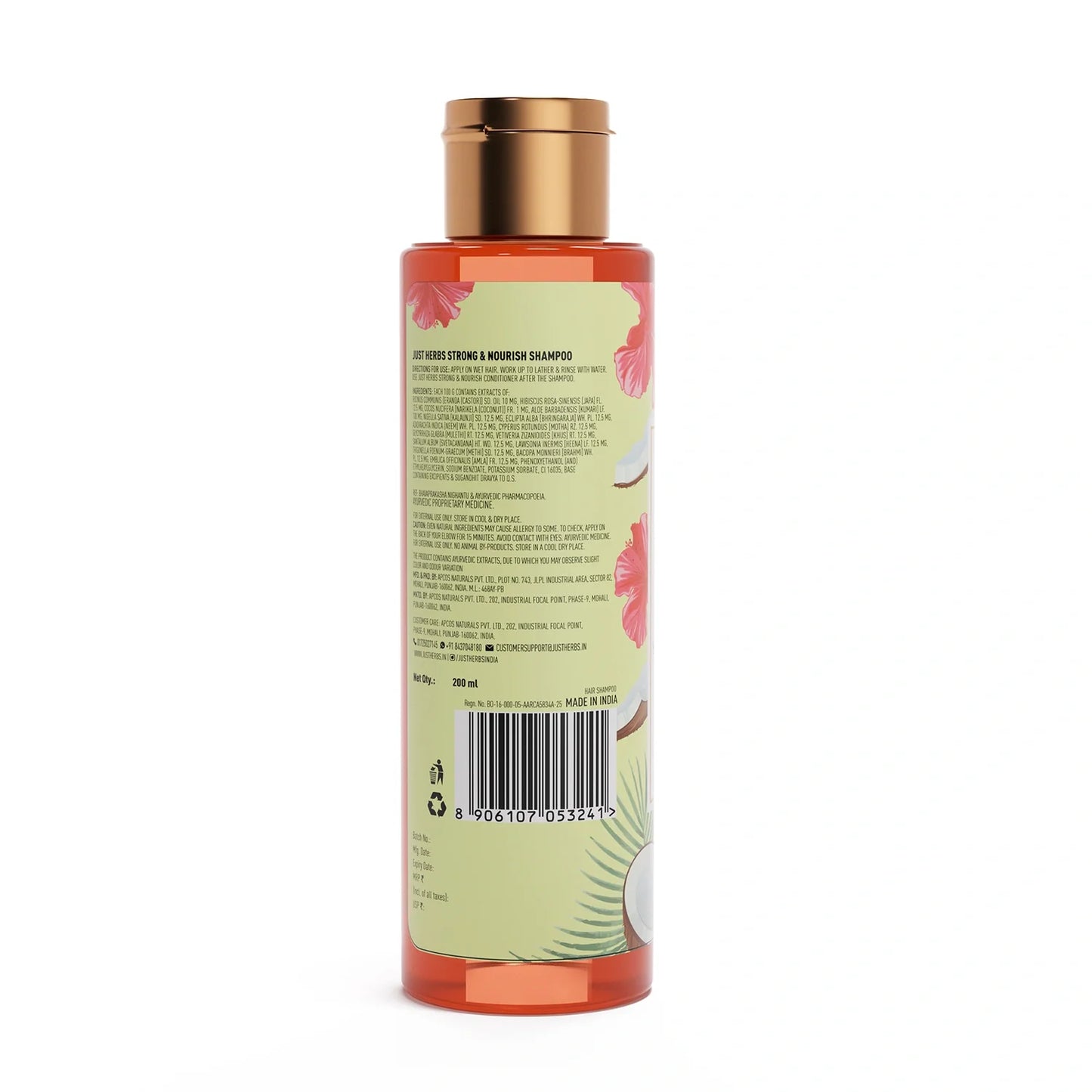 Strong & Nourish Shampoo | Coconut, Hibiscus, Castor & 11 Herbs - 200ml
