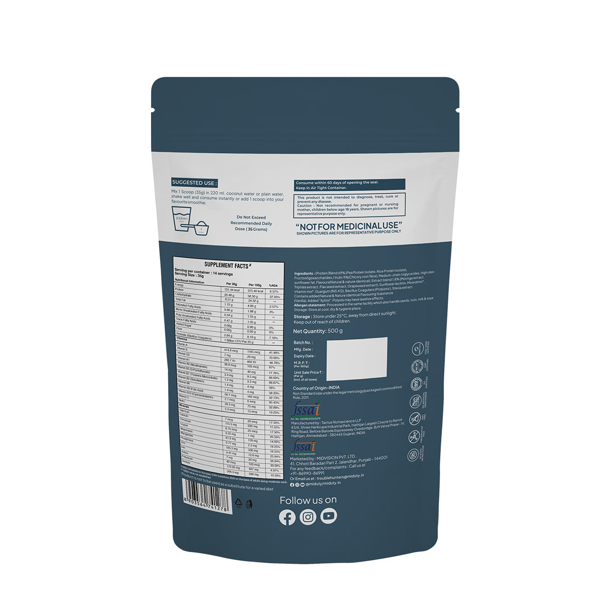 Miduty by Palak Notes Shapeme Up Plant Protein Powder | Swadesiicart