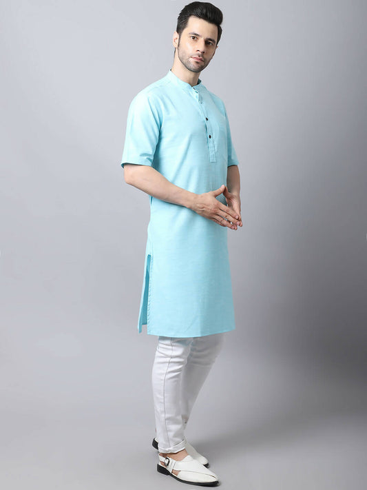 Even Apparels Black Pure Cotton Men's Kurta With Band Collar | Swadesiicart