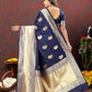 Lorenvalley Fashion Navyblue Soft Silk Woven Design Gold Zari Weaving Saree - Swadesiicart