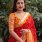 Red Jute Silk Ethnic Motifs Saree with Unstitched Blouse - Hiral Fashion | Swadesiicart