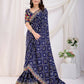 Blue Vichitra Silk Bandhani Printed, Embroidery Work Saree - Ditya