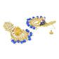 Jewel City Royal Blue and Gold-Plated Kundan Chandbali Earrings – Traditional Indian Jhumka Earrings with Pearls | Swadesiicart
