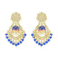 Jewel City Royal Blue and Gold-Plated Kundan Chandbali Earrings – Traditional Indian Jhumka Earrings with Pearls | Swadesiicart