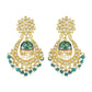 Jewel City Green and Gold-Plated Kundan Chandbali Earrings – Traditional Indian Jhumka Earrings with Pearls | Swadesiicart