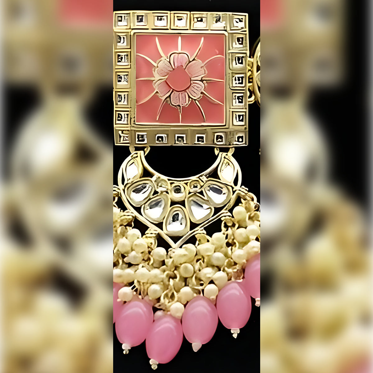 Jewel City Regal Kundan Meena Necklace and Earrings Set with Pink Beads Exquisite Indian Bridal Jewelry Collection | Swadesiicart