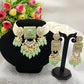 Jewel City Regal Kundan Meena Necklace and Earrings Set with Mint Beads -Exquisite Indian Bridal Jewelry Collection | Swadesiicart