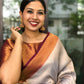 DEIANA'S Beautiful Designer Golden zari Soft Lichi Silk Saree - Cream - Swadesiicart