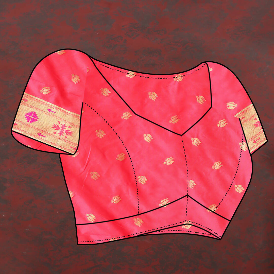 Lorenvalley Fashion Peach Soft Paithani Silk Woven Design Gold Zari Meenakari Weaving Saree - Swadesiicart