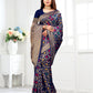 Vedant Vastram Litchi Silk Designer Banarasi Saree - Navy | Swadesiicart