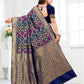 Vedant Vastram Litchi Silk Designer Banarasi Saree - Navy | Swadesiicart